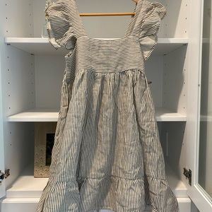 RUFFLE COTTON POCKETED MINI DRESS